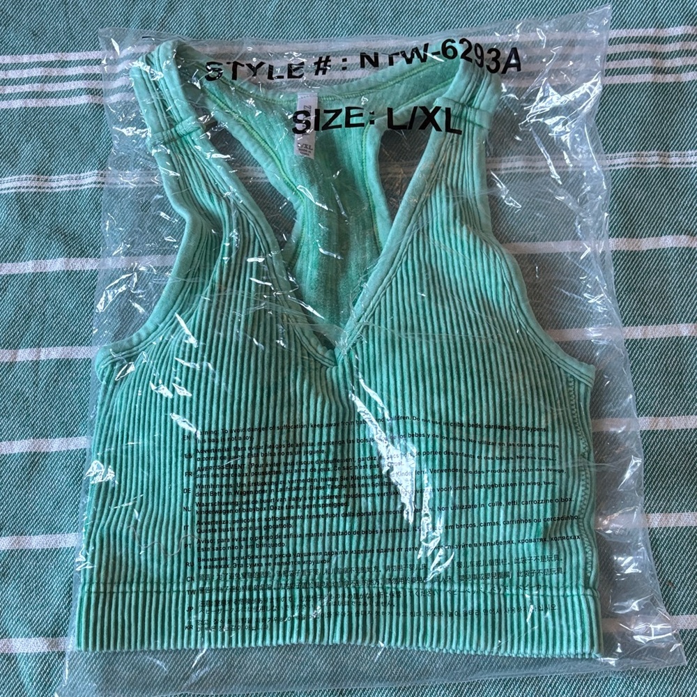 Stylish Mint Green Ribbed Tank Top